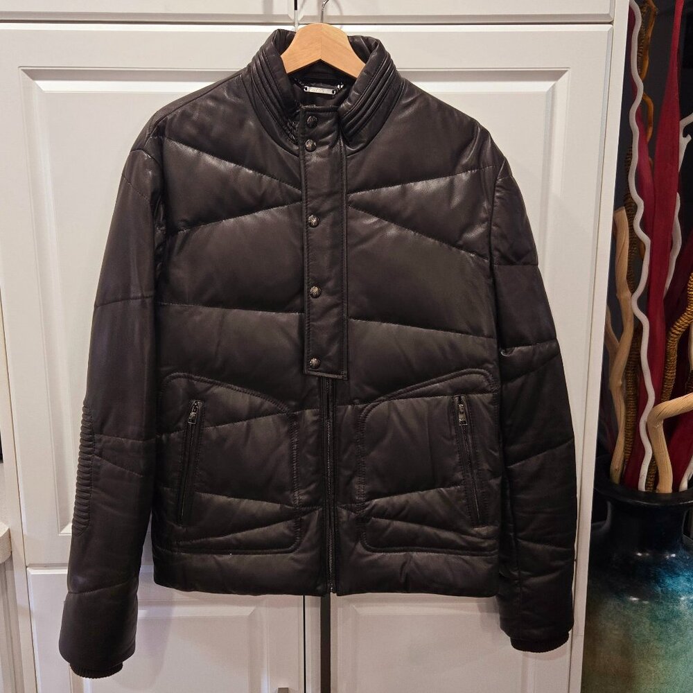 VERSACE COLLECTION Down Filled Leather Moto Jacket